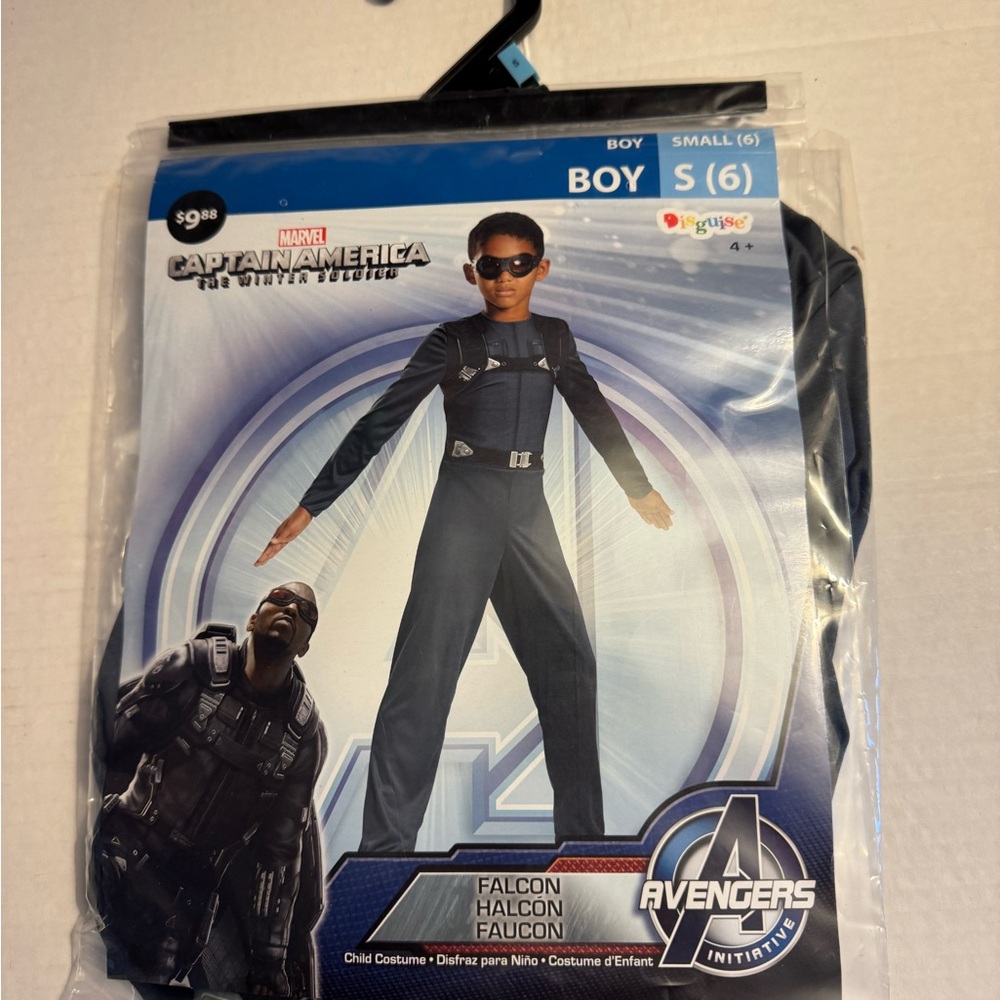 Size 6 Avenger Falcon Kids Costume - Black